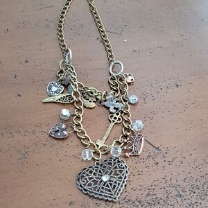 Vintage-Inspired Gold Heart and Key Necklace